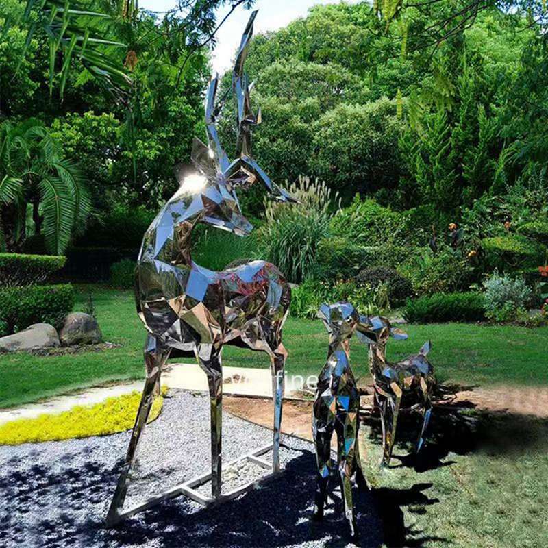 metal deer sculpture for outdoor garden