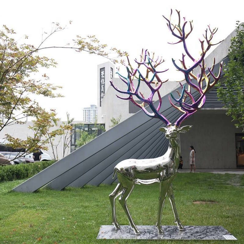 metal deer sculpture for outdoor garden