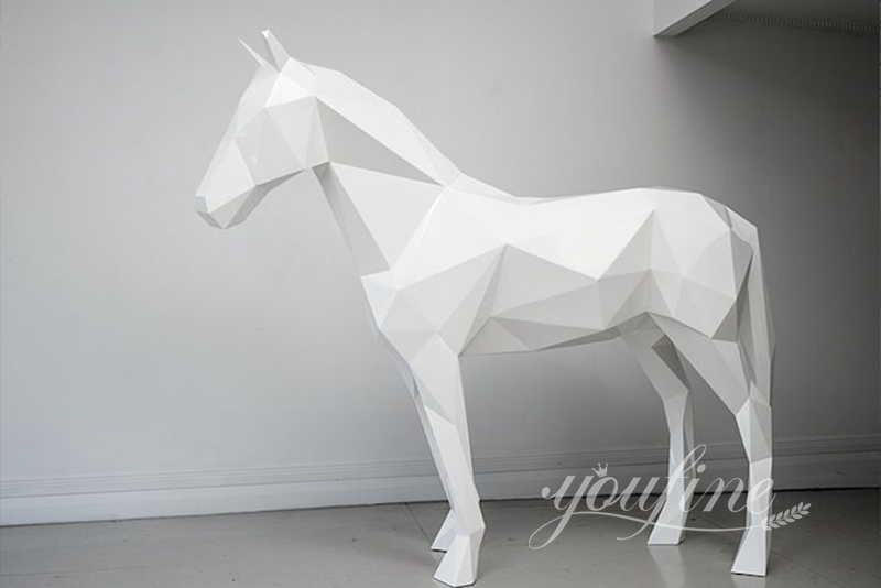 metal large Geometric Horse Statue white horse