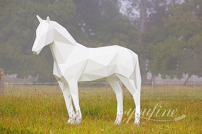 metal large Geometric Horse Statue white horse