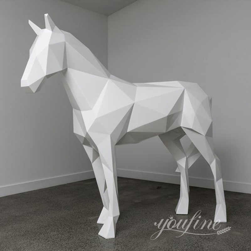 metal large Geometric Horse Statue white horse