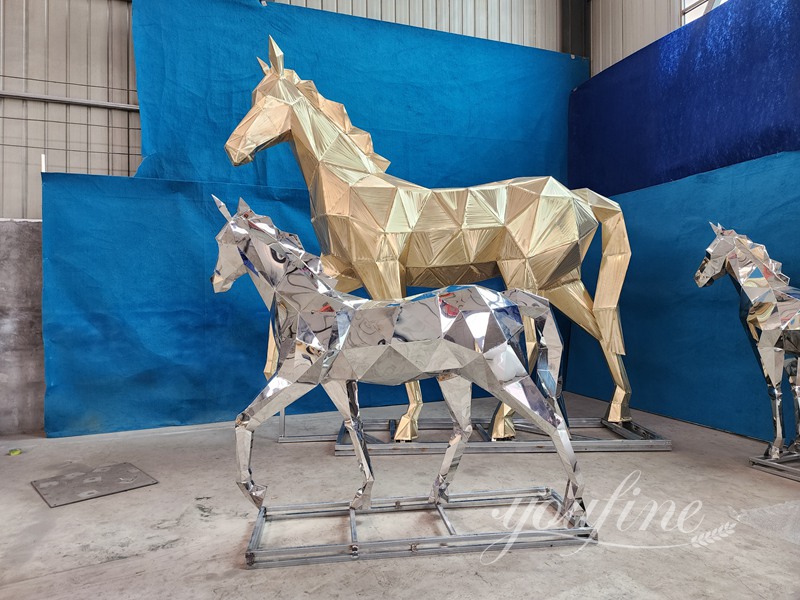 Modern Metal Geometric Horse Statue for Sale CSS-985 - Garden Metal Sculpture - 7