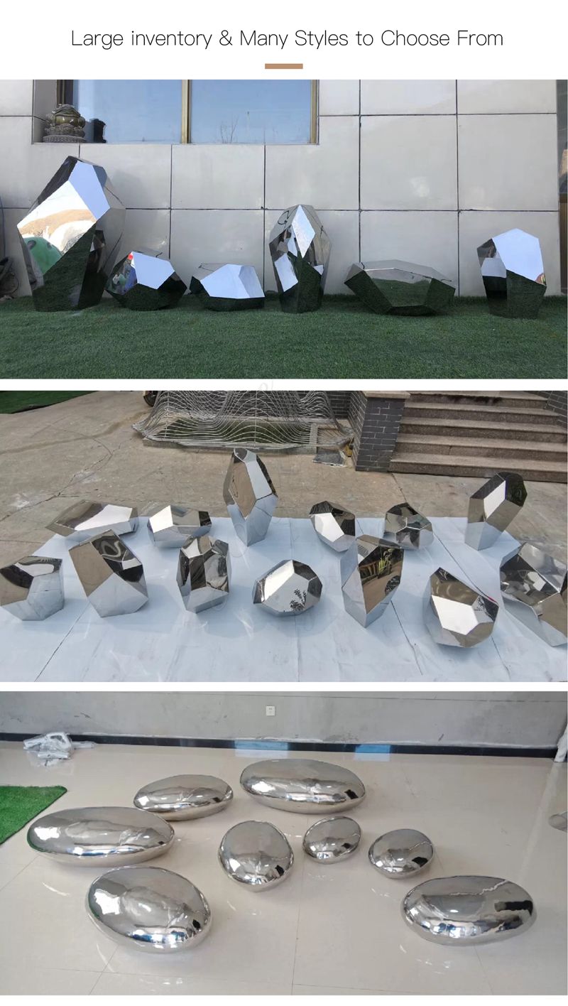 Cobblestone Mirror Stainless Steel Sculptures Transform Your Outdoor Space - Garden Metal Sculpture - 4