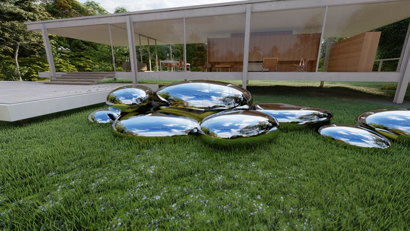 Cobblestone Mirror Stainless Steel Sculptures Transform Your Outdoor Space - Garden Metal Sculpture - 2