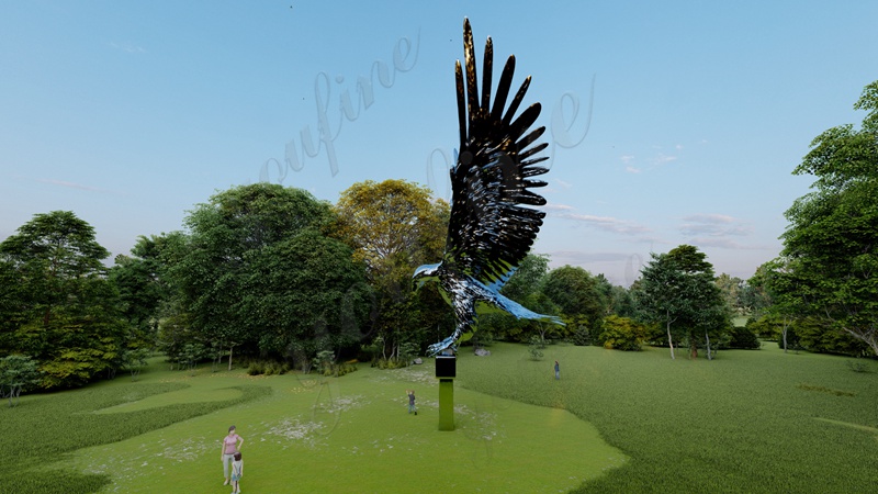 Majestic Metal Eagle Sculptures for Outdoor Spaces - Center Square - 7