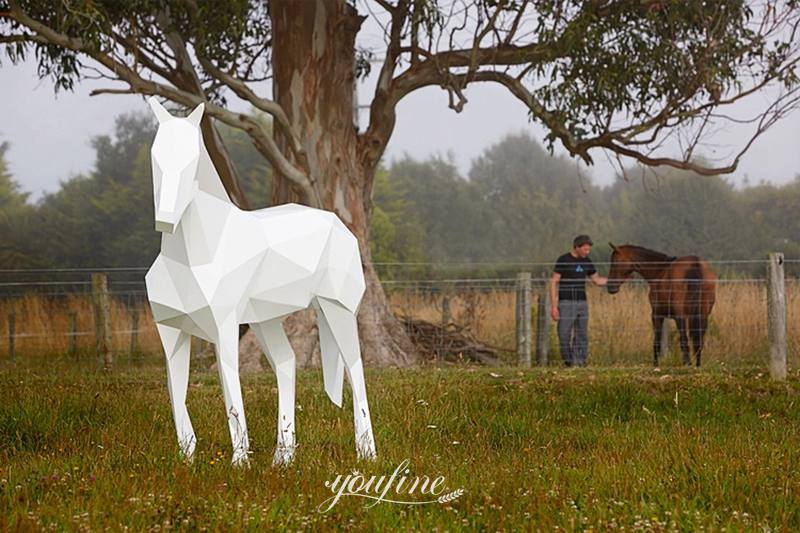 white geometric horse sculpture