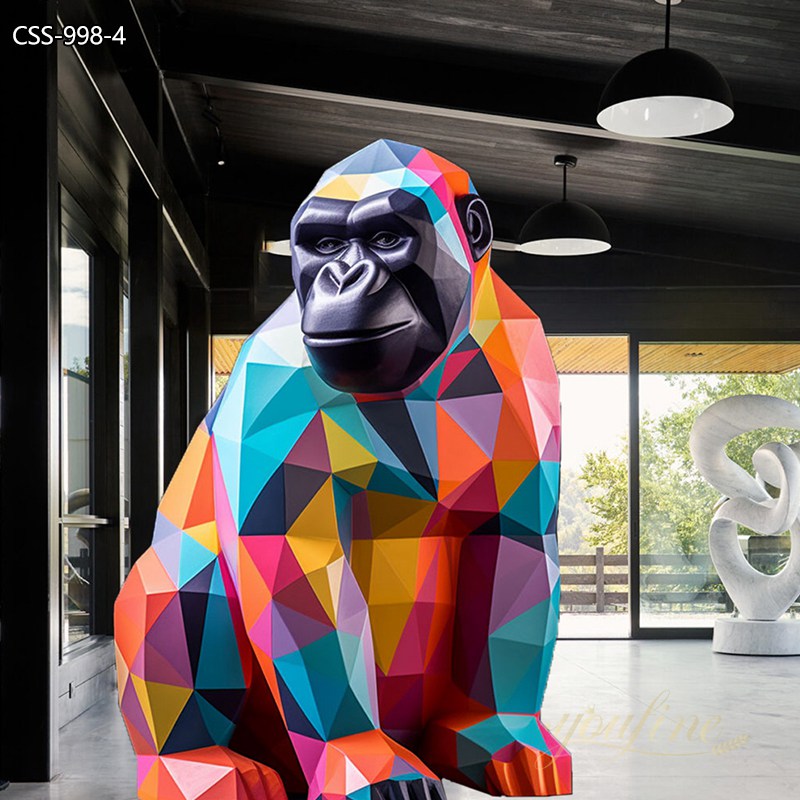 Geometric Colorful Large Metal Gorilla Statue CSS-998