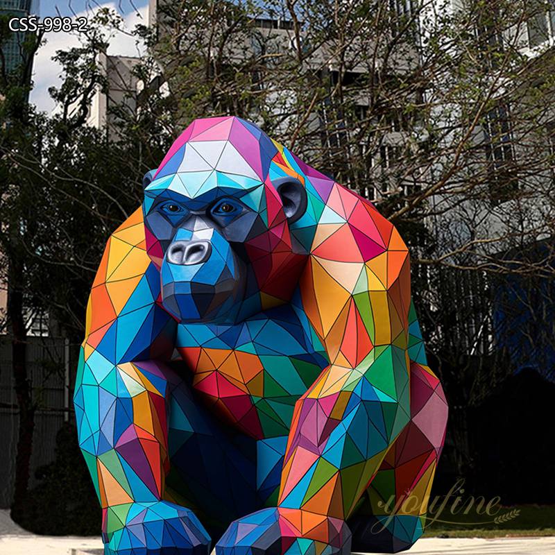 Geometric Colorful Large Metal Gorilla Statue CSS-998