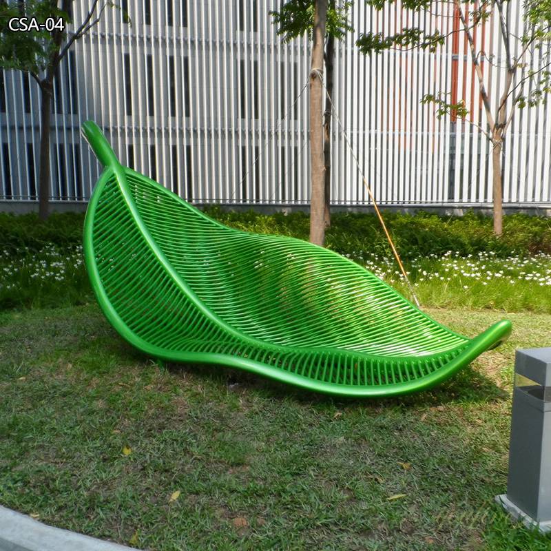 Green Metal Garden Leaf Sculptures for Outdoor