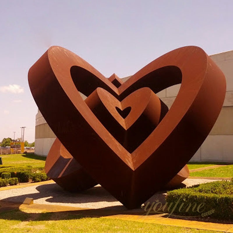 corten steel heart sculpture
