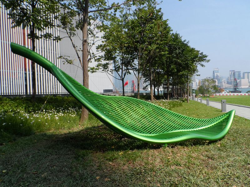 large metal outdoor garden leaf sculpture