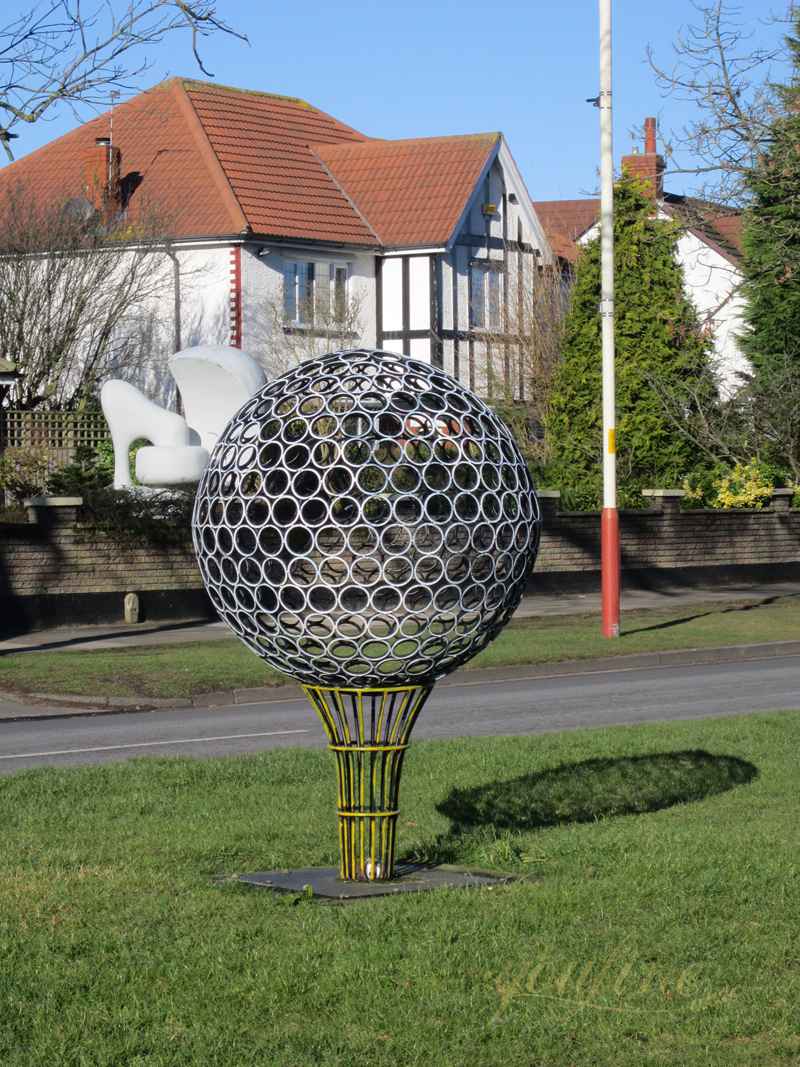 modern metal golf ball sculpture