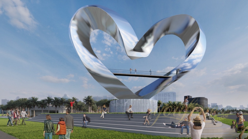 modern metal heart sculpture