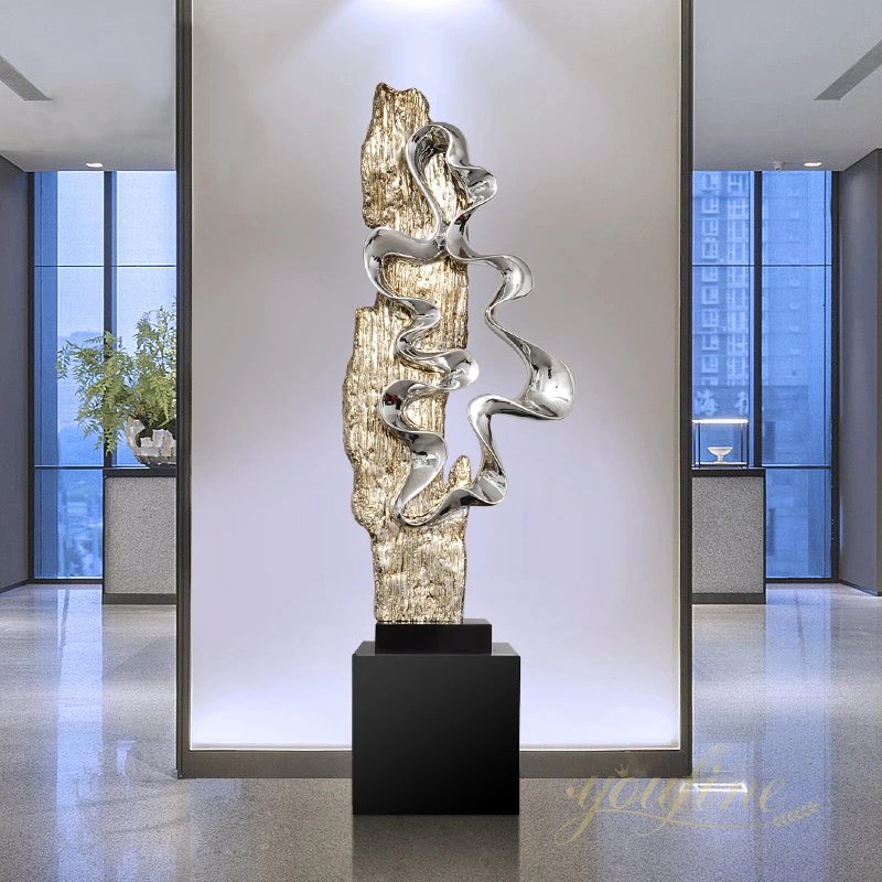 modern stainless steel abstract hotel lobby sculpture