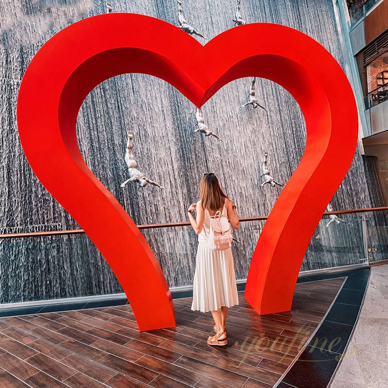 red steel heart sculpture
