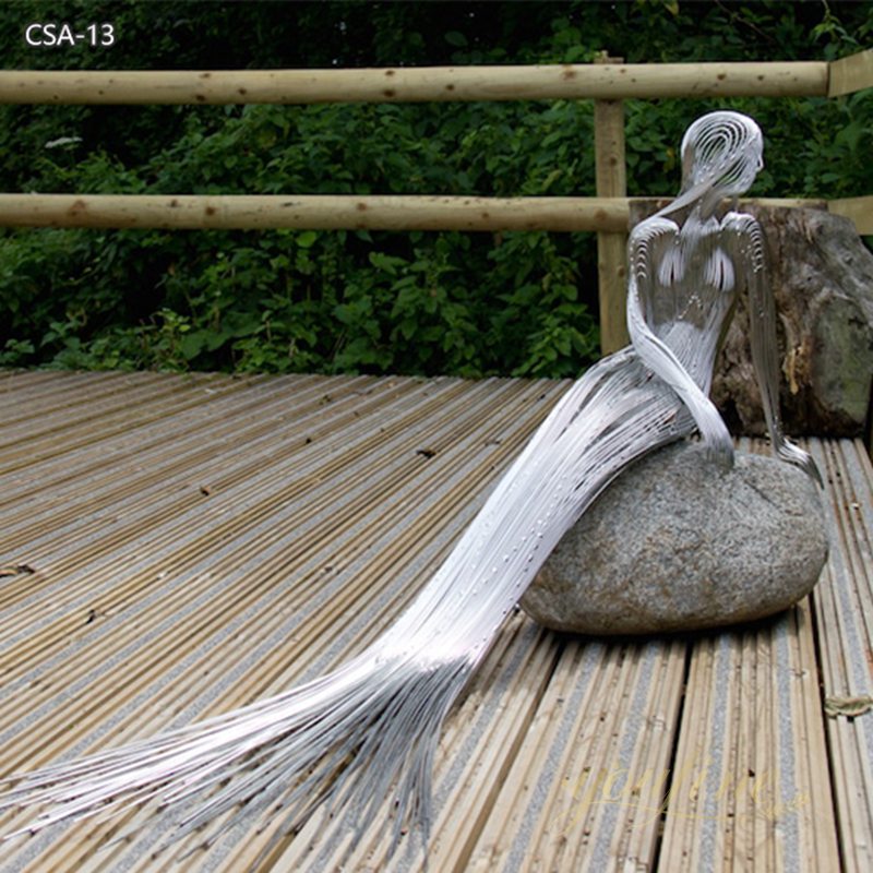 Art Mermaid Stainless Steel Wire Sculpture- YouFine Sculpture