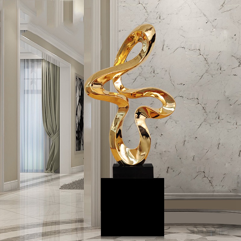 Mirror stainless steel sculpture for interior focal points