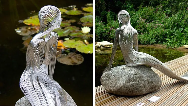 Stainless Steel Wire Art Mermaid Sculpture