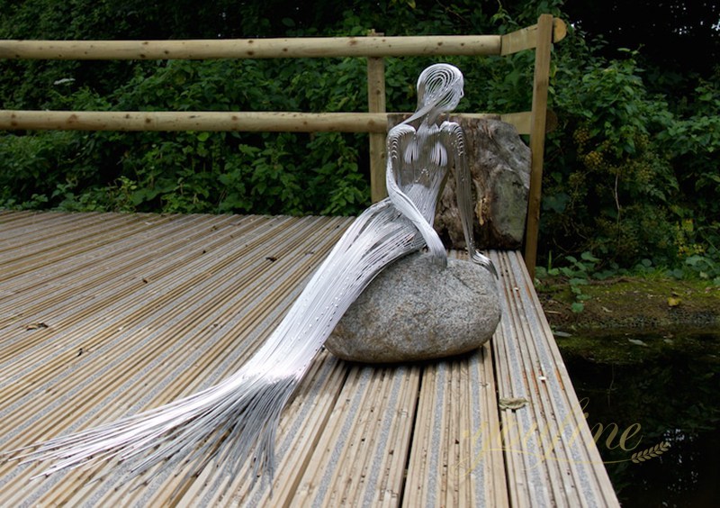Stainless Steel Wire Art Mermaid Sculpture