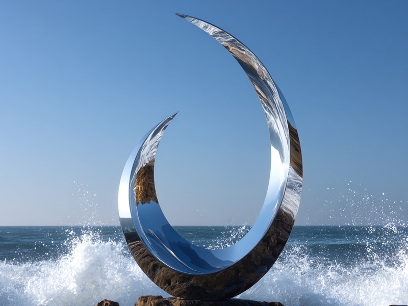high quality abstract sea side stainless steel sculpture