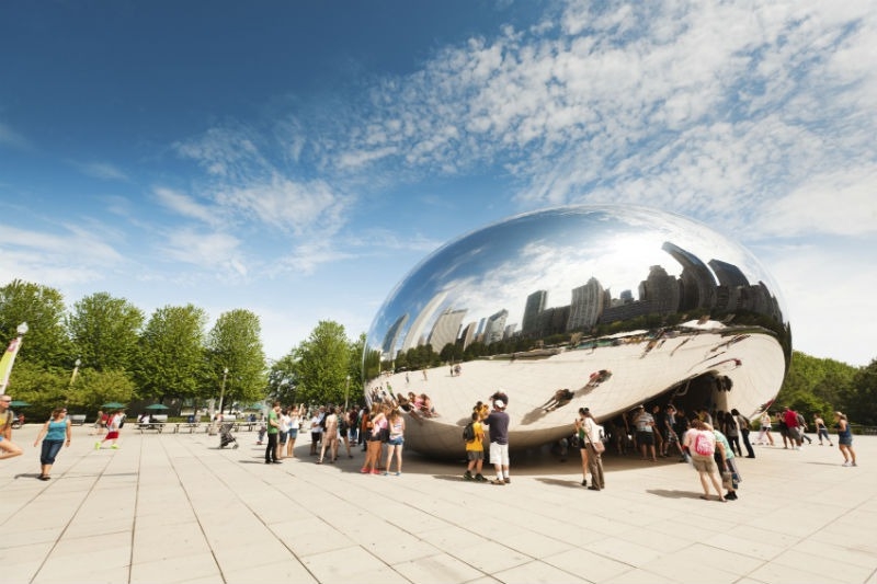modern metal cloud gate sculpture