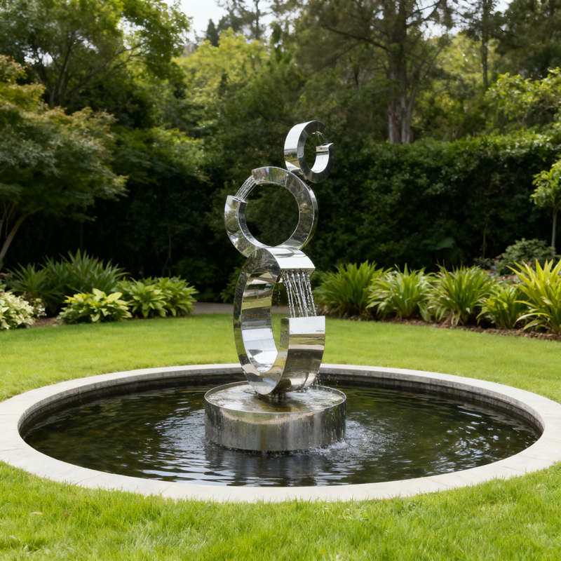 outdoor garden stainless steel sculpture for water side