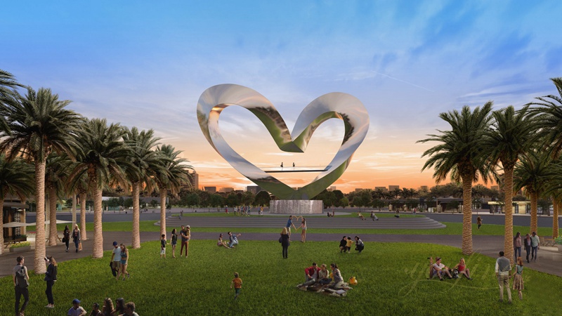 Stainless Steel Large Heart Sculpture for Outdoor Park - Garden Metal Sculpture - 3