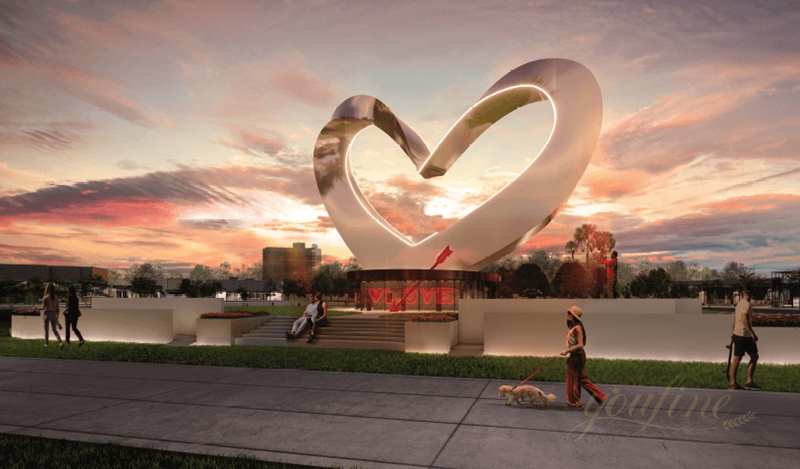 Stainless Steel Large Heart Sculpture for Outdoor Park - Garden Metal Sculpture - 1
