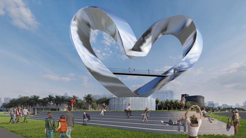 Stainless Steel Large Heart Sculpture for Outdoor Park - Garden Metal Sculpture - 4