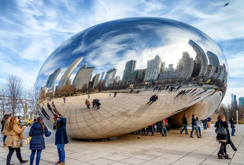 Stainless Steel Silver Bean Cloud Gate Sculpture for Outdoor