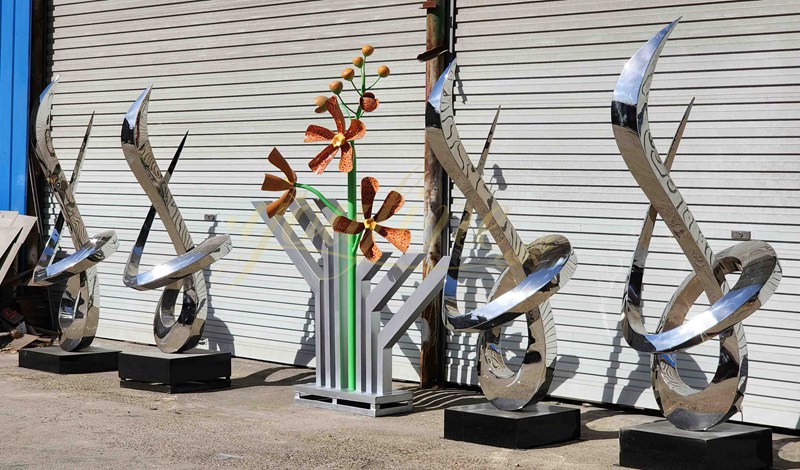 Large Mirror Polished Abstract Outdoor Modern Metal Sculpture for Sale CSS-14 - Center Square - 9