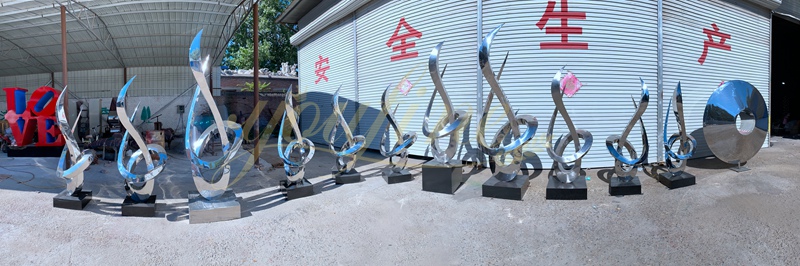 Large Mirror Polished Abstract Outdoor Modern Metal Sculpture for Sale CSS-14 - Center Square - 13