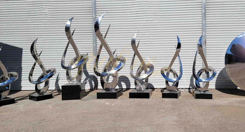 Large Mirror Polished Abstract Outdoor Modern Metal Sculpture for Sale CSS-14 - Center Square - 11