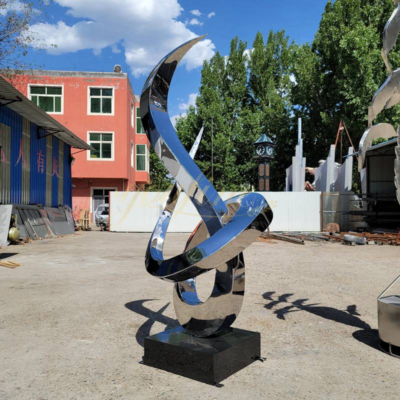 Large Mirror Polished Abstract Outdoor Modern Metal Sculpture for Sale CSS-14 - Center Square - 2