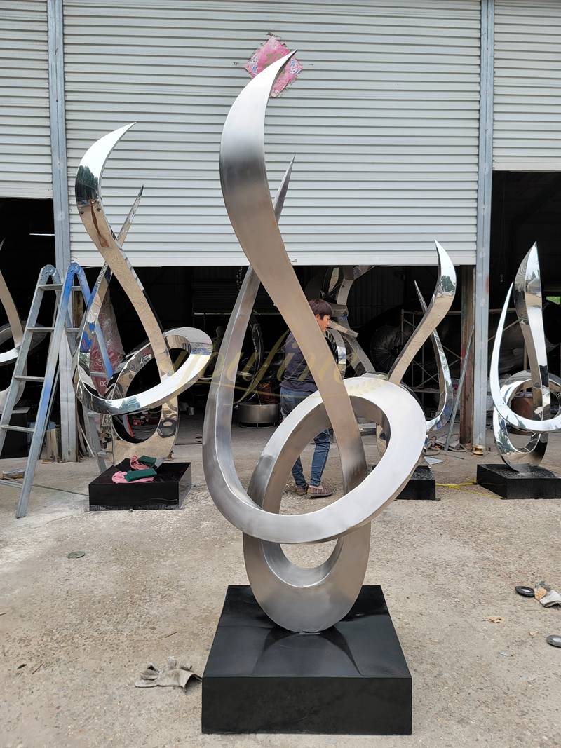 Large Mirror Polished Abstract Outdoor Modern Metal Sculpture for Sale CSS-14 - Center Square - 17