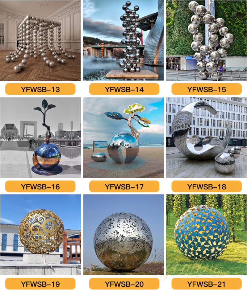 Modern Artistic Stainless Steel Sphere Sculpture for Sale