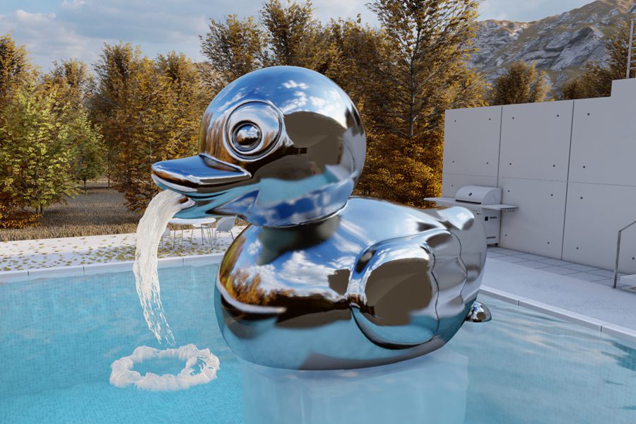 duck stainless steel fountain