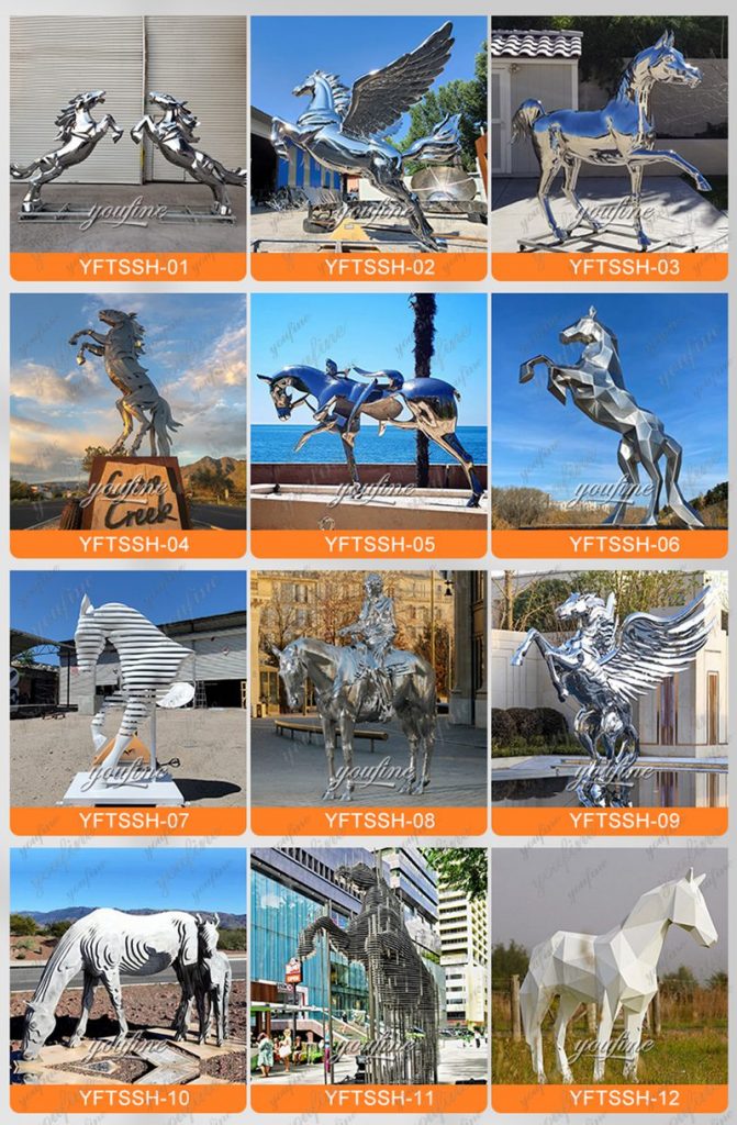 Stainless Steel Hollow Art Horse Sculpture for Lawn SSD-076