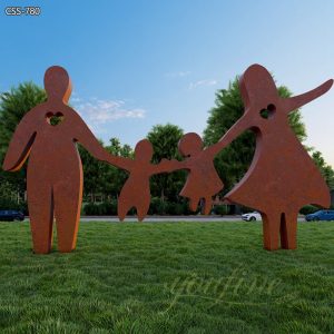 Abstract Figure Sculpture Corten Steel Outdoor Decor for Sale CSS-780