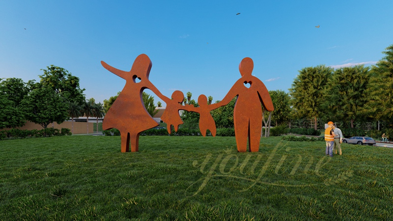 Abstract Figure Sculpture Corten Steel Outdoor Decor for Sale CSS-780 - Abstract Corten Sculpture - 1