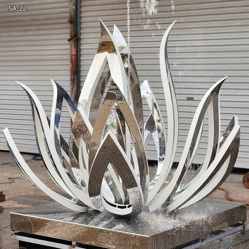 Metal Lotus Flower Fountain Water Feature Sculpture for Garden