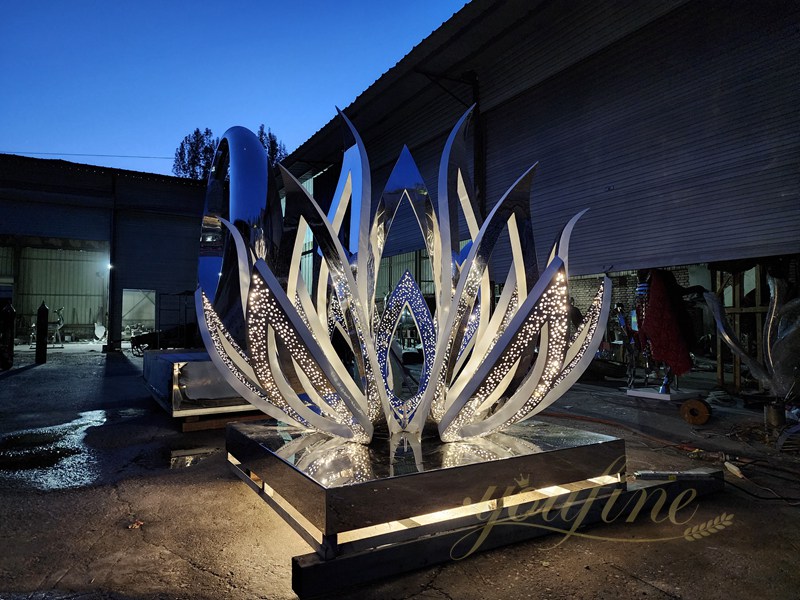 Metal Lotus Flower Fountain Water Feature Sculpture for Garden - Abstract Water Sculpture - 6