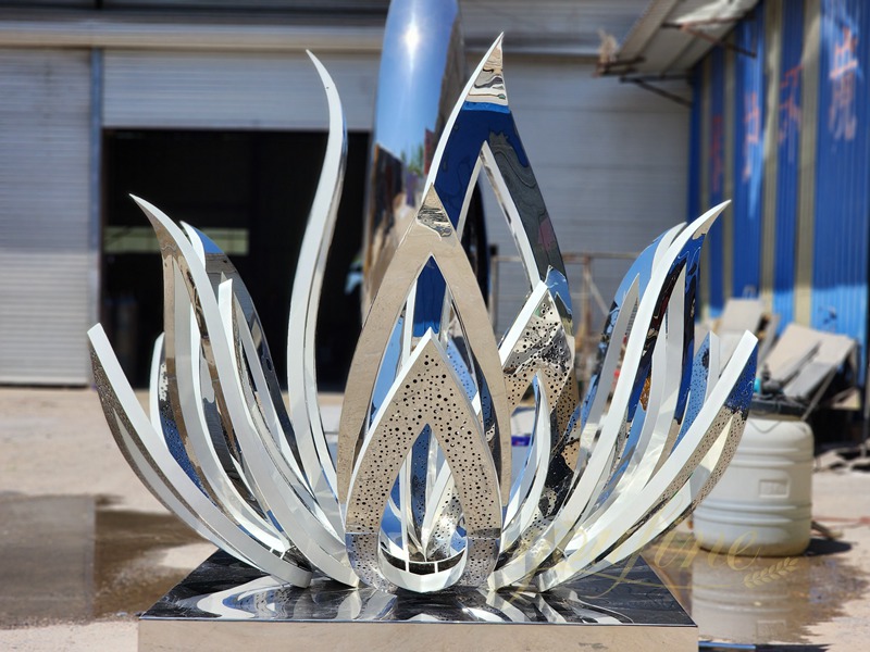 Metal Lotus Flower Fountain Water Feature Sculpture for Garden - Abstract Water Sculpture - 1