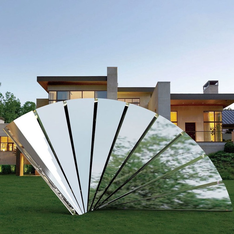Mirror Polished Stainless Steel Sculpture Fan Design for Outdoor - Garden Metal Sculpture - 2
