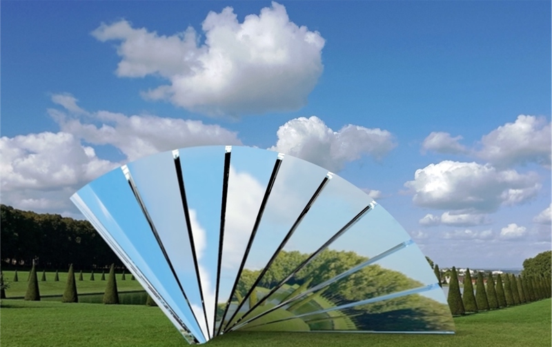 Mirror Polished Stainless Steel Sculpture Fan Design for Outdoor - Garden Metal Sculpture - 1