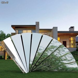 Mirror Polished Stainless Steel Sculpture Fan Design for Outdoor