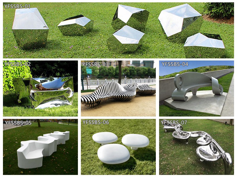 Mirror Sofa Stainless Steel Outdoor Garden Sculpture for Lawn