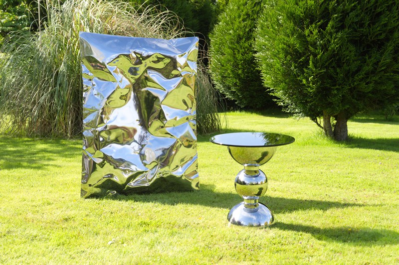 Mirror Sofa Stainless Steel Outdoor Garden Sculpture for Lawn