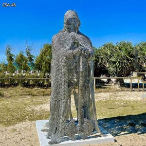 Modern Stainless Steel Guardian Statue for Seaside