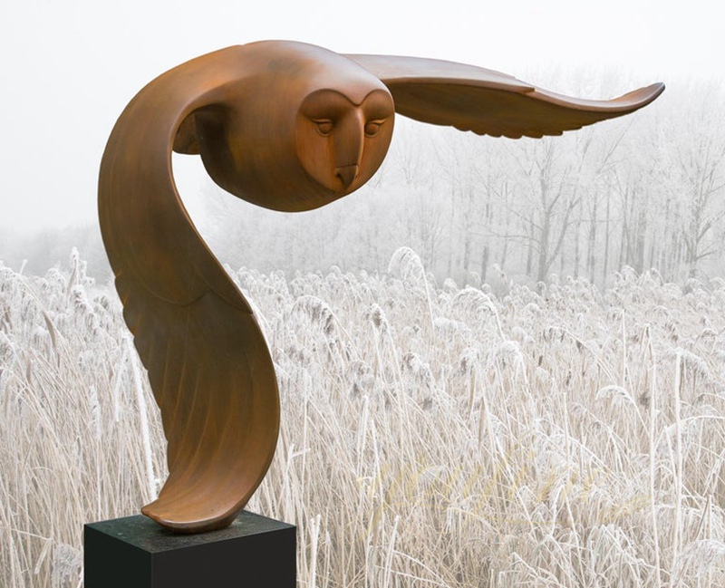 Outdoor Corten Steel Owl Sculpture for Garden for Sale CSS-782